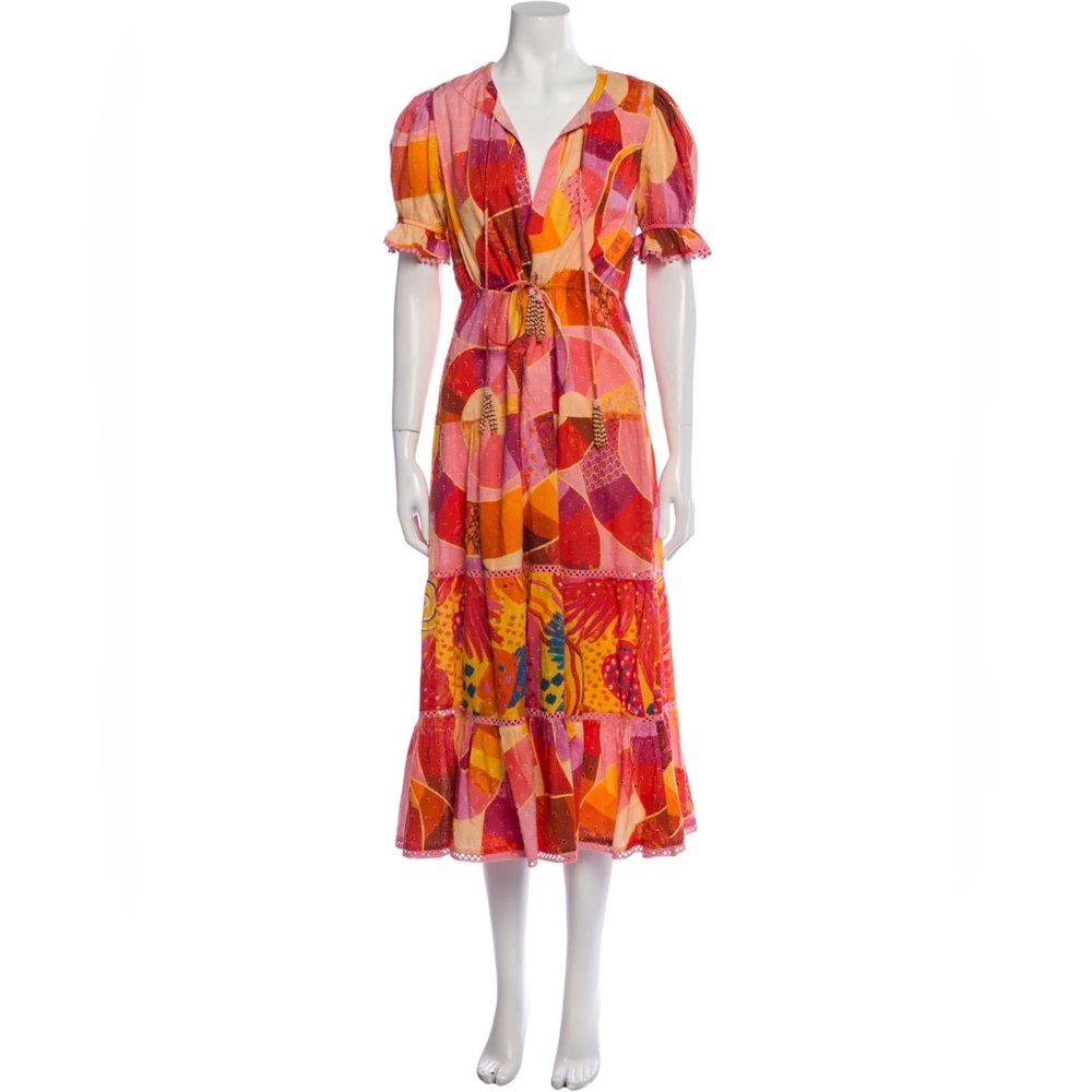 Farm Rio Patch Twirl Mixed Midi Dress